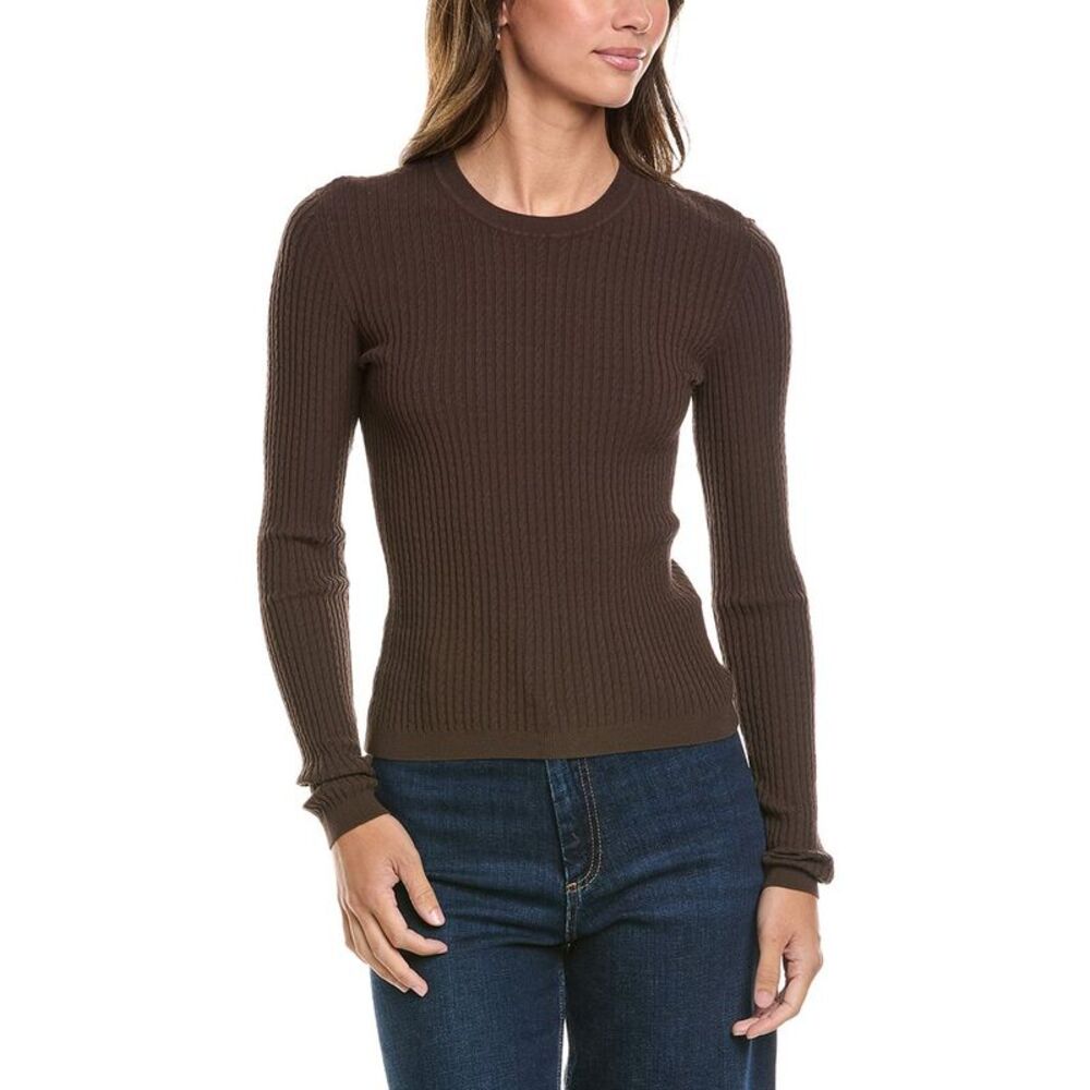 Frame Denim Womens  The Fine Cable Sweater, Brown